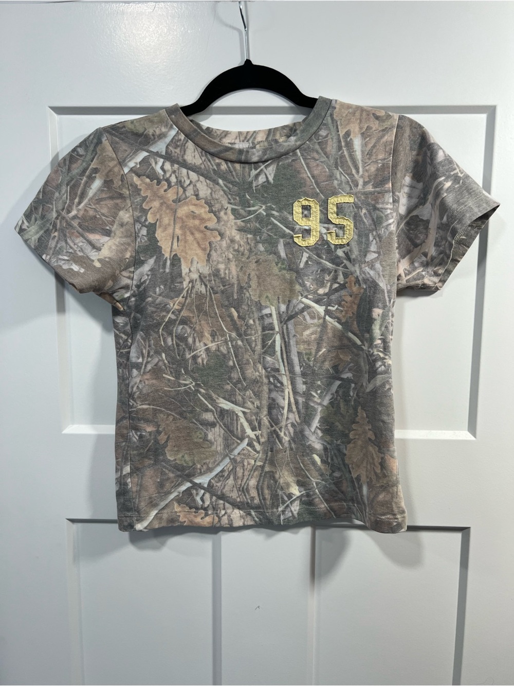 Camo Short Sleeve Tee with '95' Patch - Women's Short Sleeve